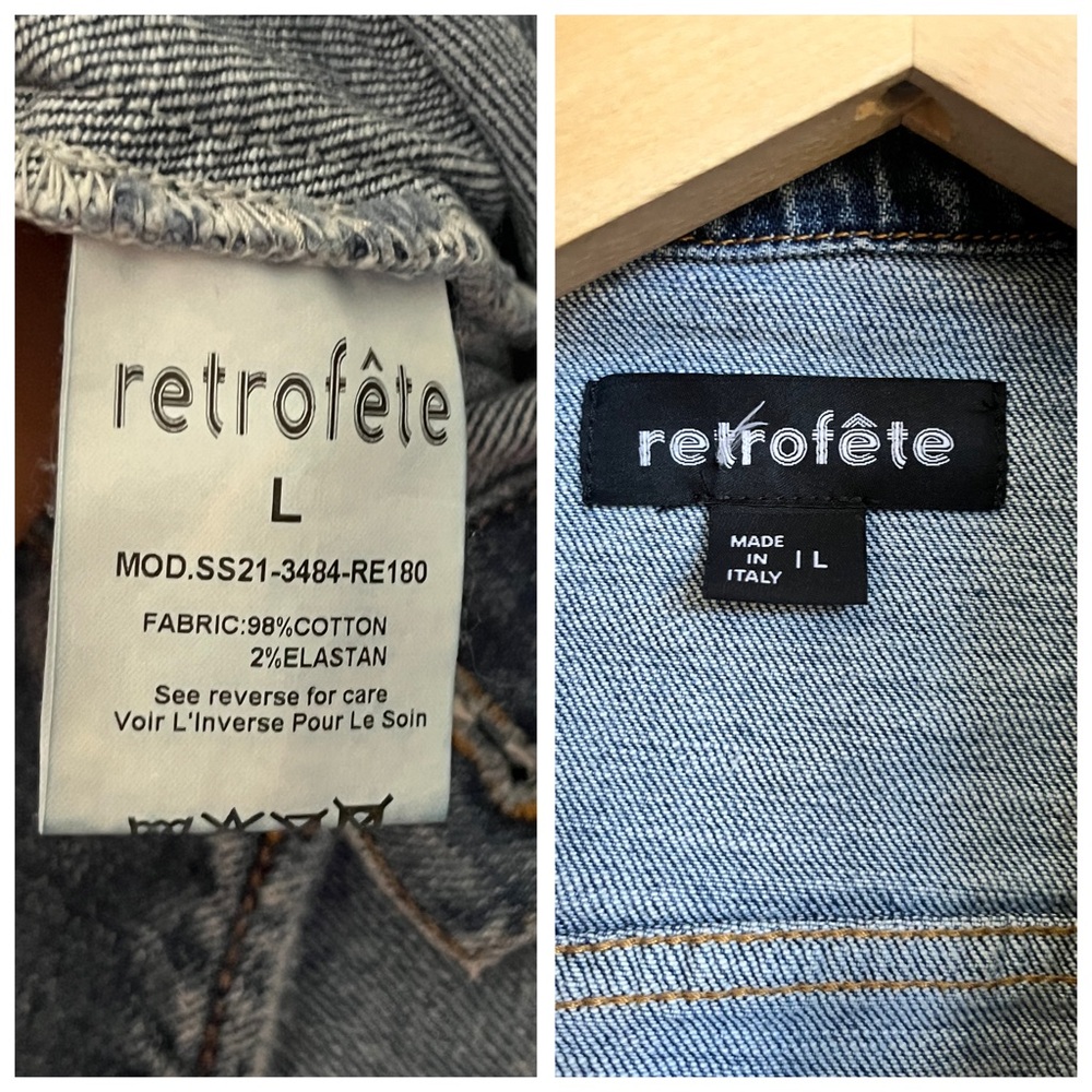 RETROFETE Phoebe Denim Romper Puff Sleeve Belted L - Picture 15 of 16
